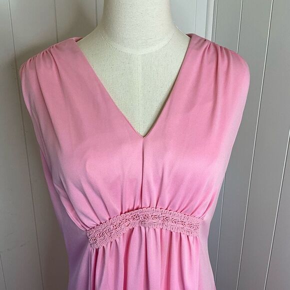 Montgomery Ward Womens Size 16 Sleeveless Nightie Gown Maxi Dress Pink Flowy - Picture 2 of 15